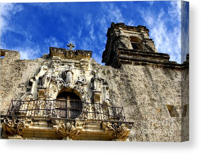 Religion Canvas Print featuring the photograph Mission San Jose Balcony and Tower by Lincoln Rogers