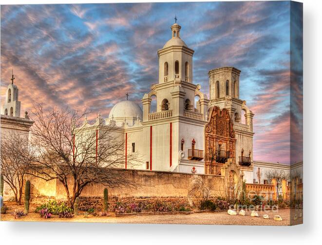 San Xavier Del Bac Mission Canvas Print featuring the photograph Mission San Xavier Del Bac 2 by Bob Christopher