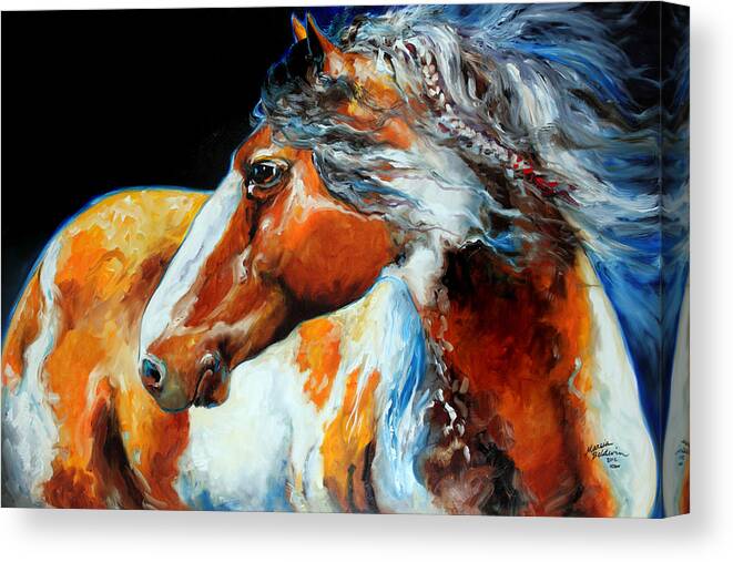 Horse Canvas Print featuring the painting MOHICAN the INDIAN WAR PONY by Marcia Baldwin