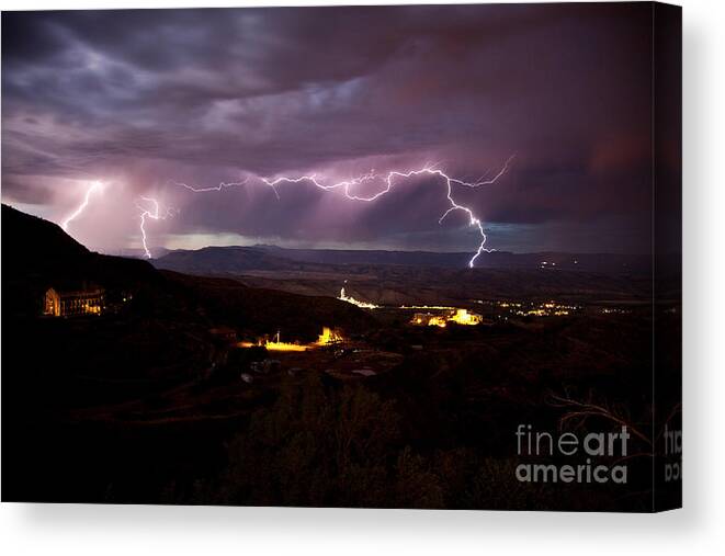 Monsoon Canvas Print featuring the photograph Monsoon Lightning Jerome by Ron Chilston