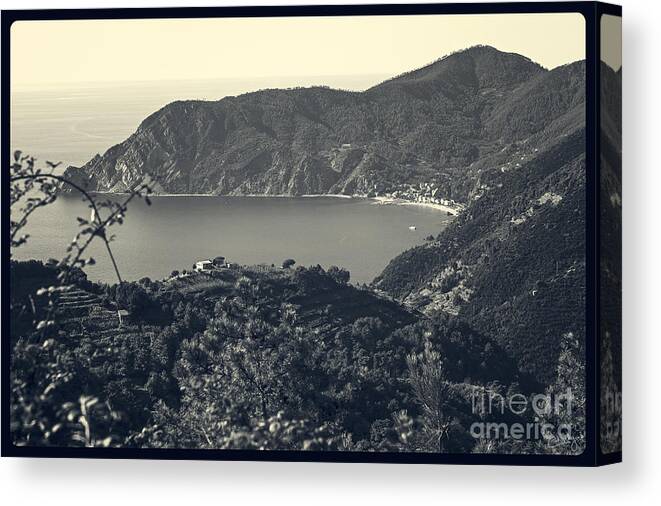 Italy Canvas Print featuring the photograph Monterosso al Mare from Above by Prints of Italy