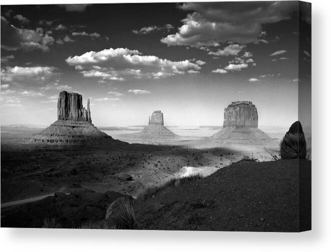 Travel Canvas Print featuring the photograph Monument Valley in Black and White by Lucinda Walter