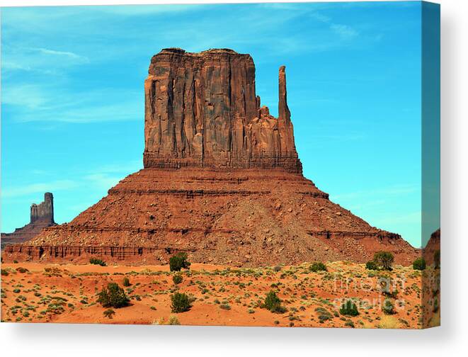Monument Valley Canvas Print featuring the photograph Monument Valley Mitten Monolith Scenic Landscape by Shawn O'Brien