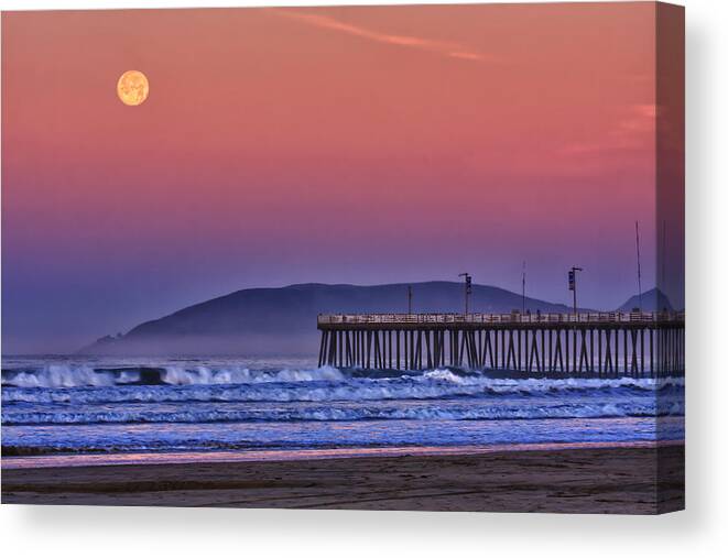 Pismo Canvas Print featuring the photograph Moonset by Beth Sargent
