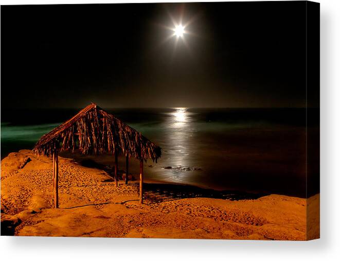 Moon Canvas Print featuring the photograph Moonset over WindNsea by Peter Tellone