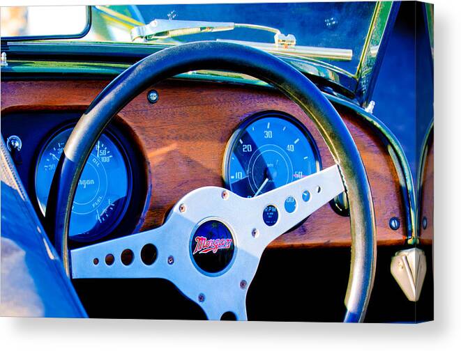 Morgan Steering Wheel Canvas Print featuring the photograph Morgan Steering Wheel by Jill Reger