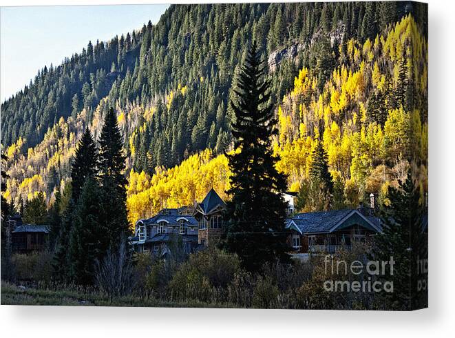 Homes Canvas Print featuring the photograph Morning Arrives Over Aspen by Lee Craig