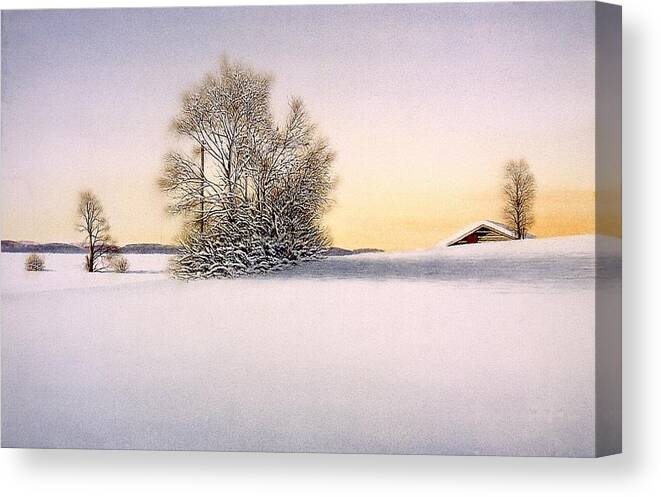 Snow Canvas Print featuring the painting Morning Hour by Conrad Mieschke