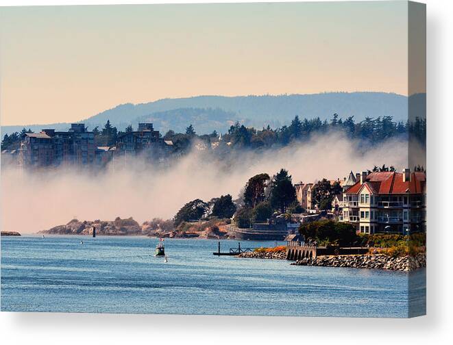 Harbor Canvas Print featuring the photograph Morning Mist by Maria Angelica Maira