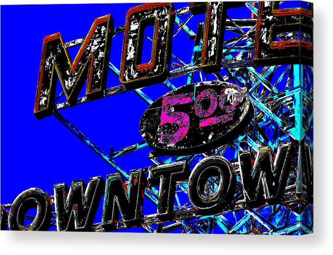 Sign Canvas Print featuring the photograph Motel Sign Pop Art by Phyllis Denton