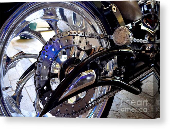 Motorcycle Canvas Print featuring the photograph Motorcycle Wheel by Mary Deal