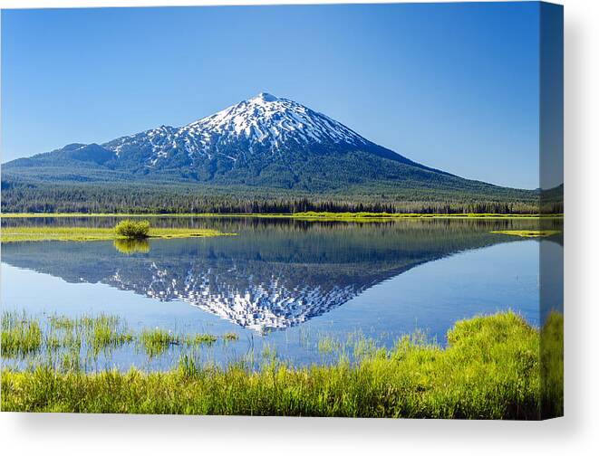 Mountain Canvas Print featuring the photograph Mount Bachelor Reflection by Jess Kraft