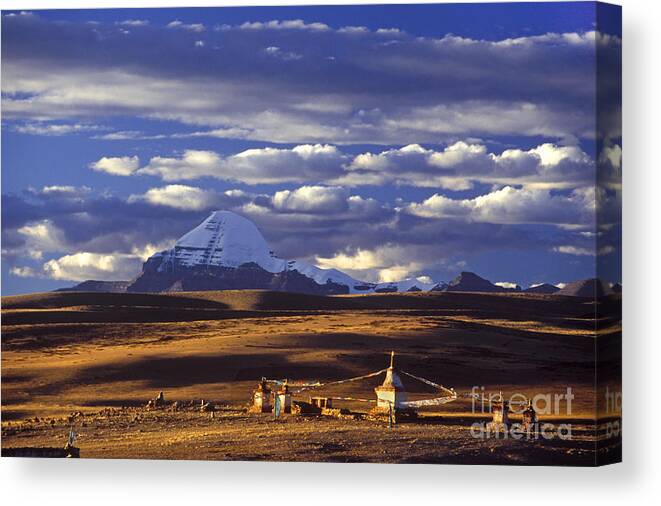 Ancient Civilizations Canvas Print featuring the photograph Mount Kailash and Chiu Gompa - Tibet by Craig Lovell