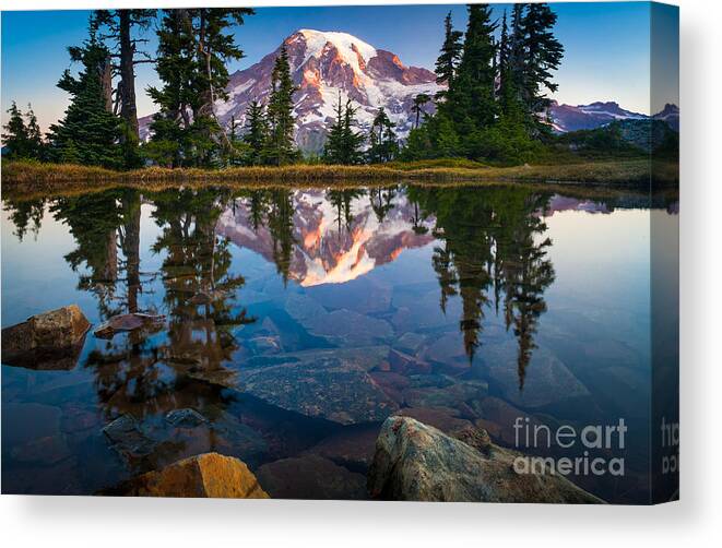 America Canvas Print featuring the photograph Mount Rainier Tarn by Inge Johnsson