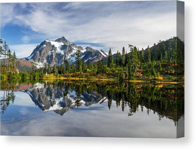 Alpine Canvas Print featuring the photograph Mount Shuksan Reflections by Michael Russell