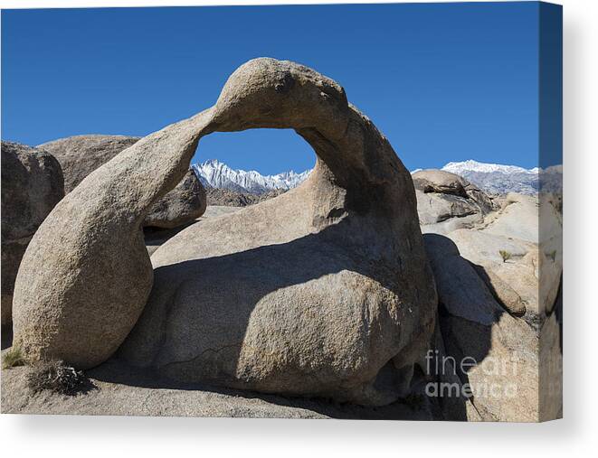 Landscape Canvas Print featuring the photograph Mount Whitney Through Mobius Arch by Sandra Bronstein
