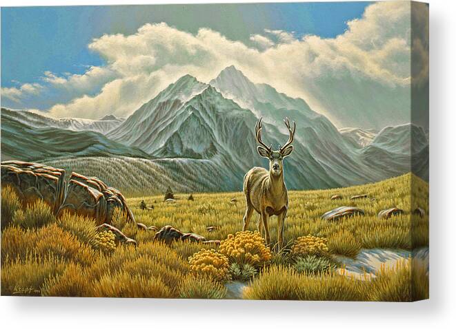 Landscape Canvas Print featuring the painting Mountain Muley by Paul Krapf