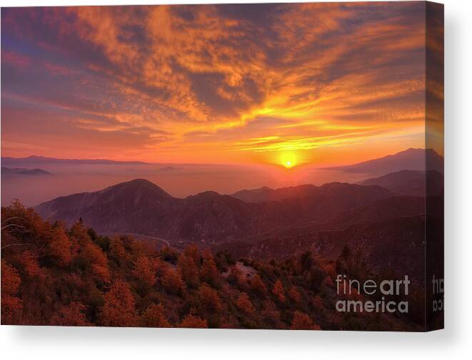Mountain Canvas Print featuring the photograph Mountain Sunset by Eddie Yerkish