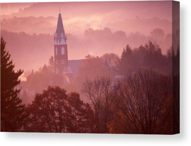 Church Canvas Print featuring the photograph Mountains and fog Pennsylvania. by Blair Seitz