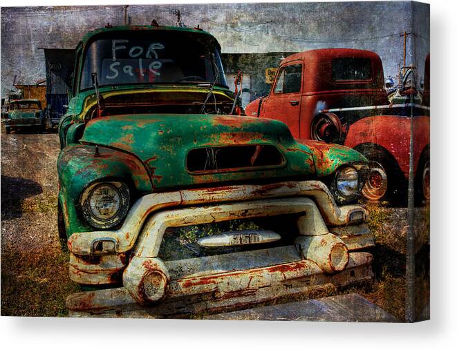 Truck Canvas Print featuring the photograph Mr Green 4 Sale by Toni Hopper