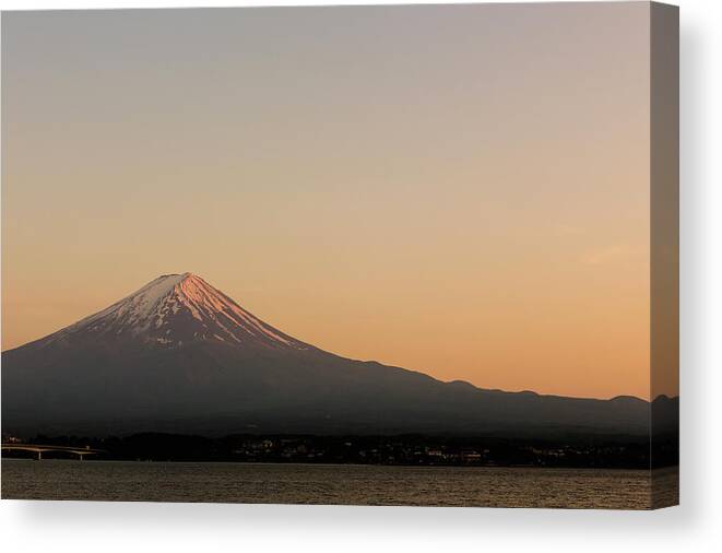 Tranquility Canvas Print featuring the photograph Mt. Fuji Of Evening Glow, Kawaguchiko by Ultra.f
