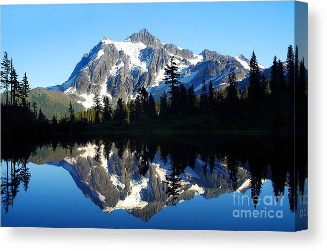 Mt. Shuksan Silhouettes And Reflection Canvas Print featuring the photograph Mt. Shuksan, Silhouettes And Reflection by Douglas Taylor
