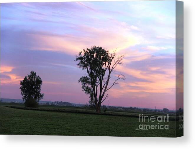 Blue Sky Canvas Print featuring the photograph Multiple color clouds in sky by Yumi Johnson