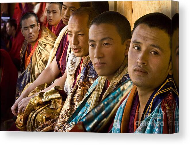 Asia Canvas Print featuring the digital art Musicians from Bhutan by Angelika Drake