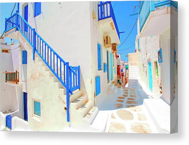 Greece Canvas Print featuring the photograph Mykonos IIi (from The Series postcards From Greece) by Dieter Matthes