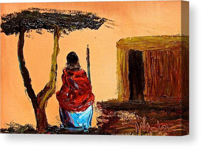 African Paintings Canvas Print featuring the painting N 18 by John Ndambo