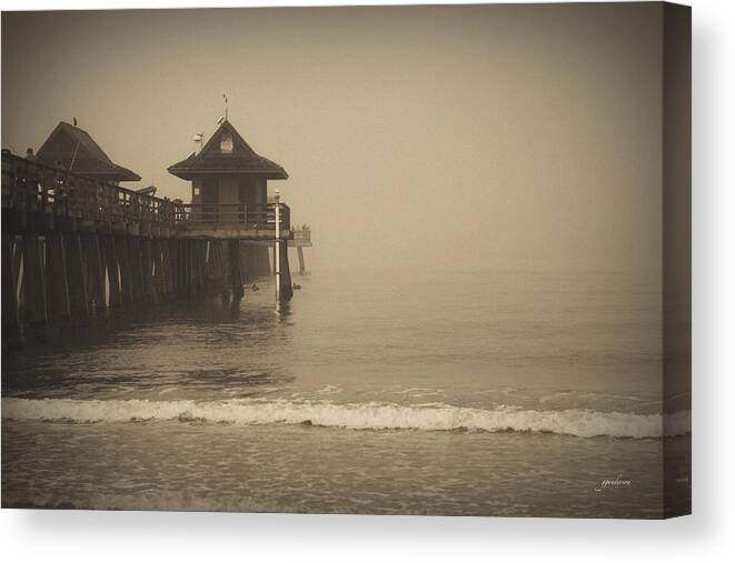 Naples Canvas Print featuring the photograph Naples Pier In The Fog by Gary Gunderson