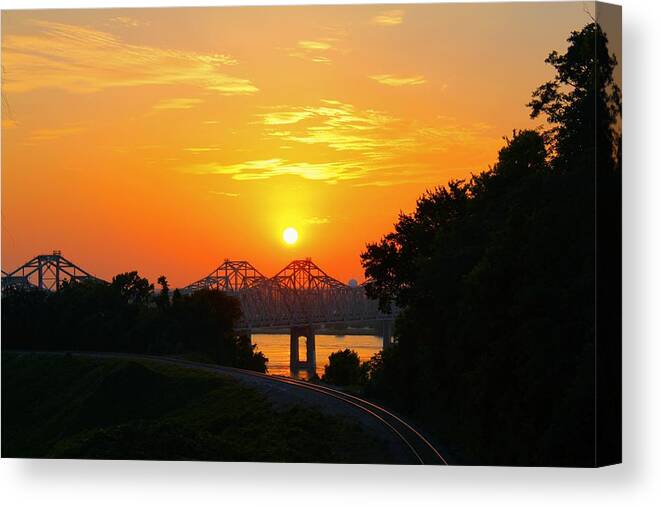 Mississippi Canvas Print featuring the photograph Natchez Sunset by Karen Wagner