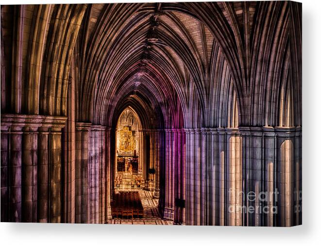 National Cathedral Canvas Print featuring the photograph National Cathedral interior by Izet Kapetanovic