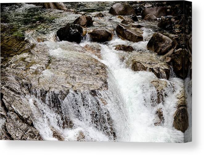 Running Water Canvas Print featuring the photograph Backroad Waterfall by Roxy Hurtubise
