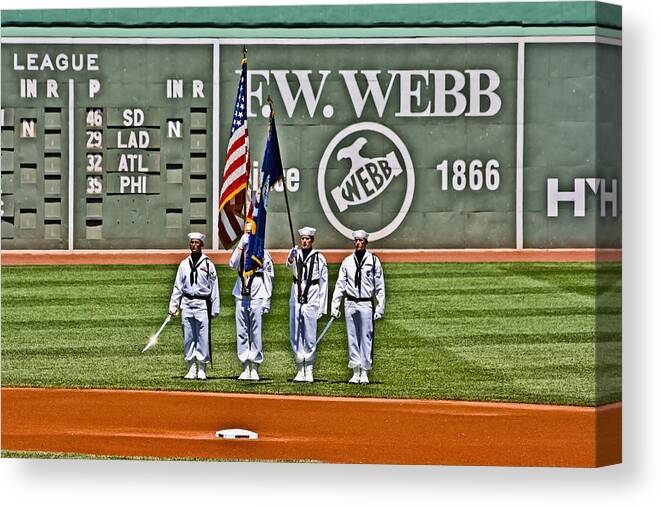 Red Sox Canvas Print featuring the photograph Navy Honor Guard by Dennis Coates