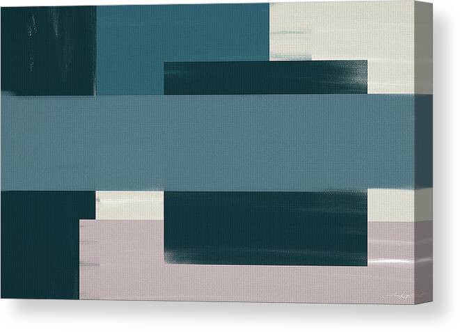 Blue Canvas Print featuring the painting Navy Silence II Rectangular Format by Lourry Legarde