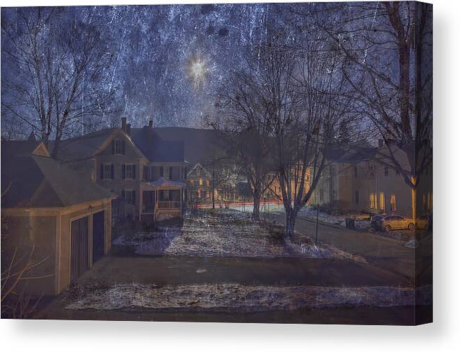 Vermont Full Moon Canvas Print featuring the photograph Neighborhood Full Moon by Tom Singleton