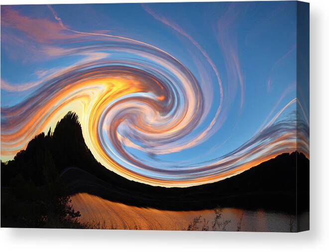 Abstract Nature Art Canvas Print featuring the photograph Neon Sunset Wave by Lorna Rose Marie Mills DBA Lorna Rogers Photography