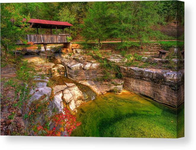America Canvas Print featuring the photograph Covered Bridge in Spring - Ponca Arkansas by Gregory Ballos