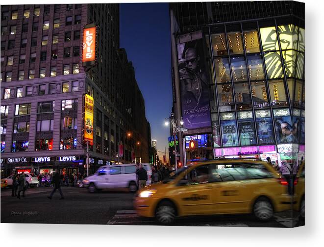 New York City Canvas Print featuring the photograph Never Sleeps by Donna Blackhall