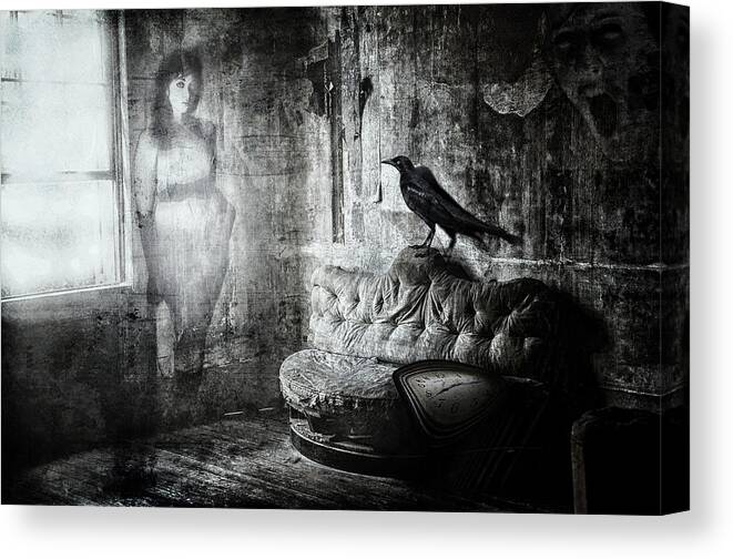 Poe Canvas Print featuring the photograph Nevermore by Joshua Minso