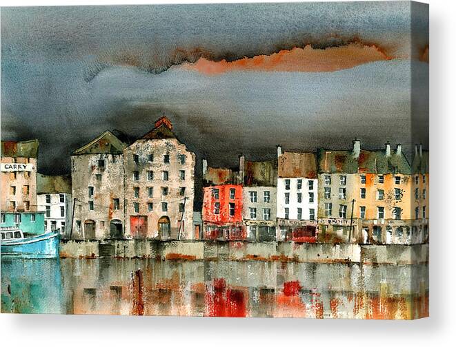 Val Byrne Canvas Print featuring the painting New Ross Quays Wexford by Val Byrne