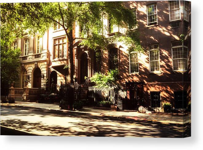 Nyc Canvas Print featuring the photograph New York City Brownstones in the Sun by Vivienne Gucwa