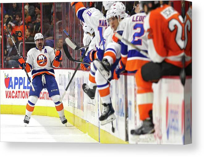 People Canvas Print featuring the photograph New York Islanders V Philadelphia Flyers by Patrick Smith