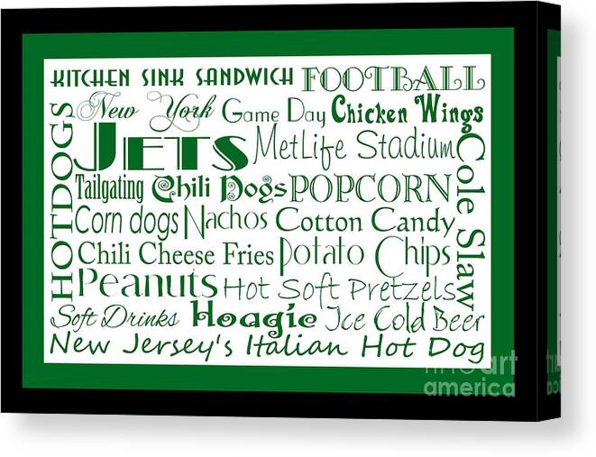 Andee Design Football Canvas Print featuring the digital art New York Jets Game Day Food 2 by Andee Design