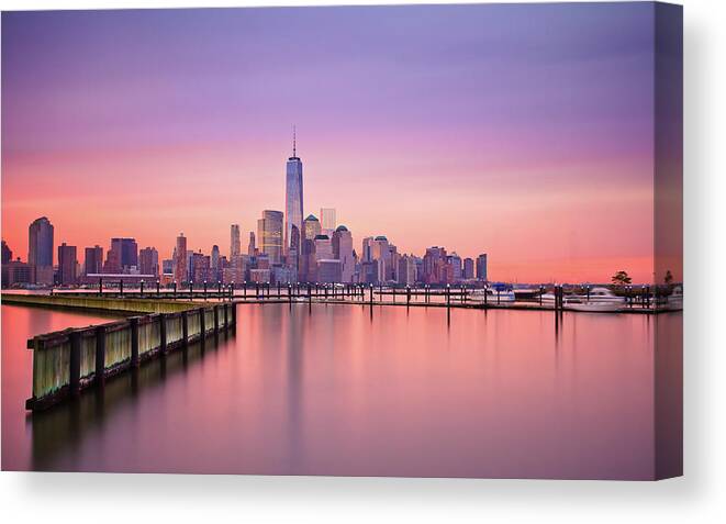Tranquility Canvas Print featuring the photograph New York Sunrise by Yogesh Arora