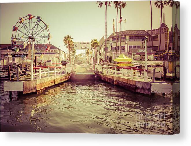 America Canvas Print featuring the photograph Newport Beach Balboa Island Ferry Dock Photo by Paul Velgos