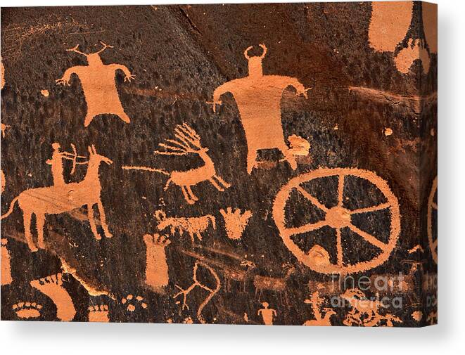 Petroglyphs Canvas Print featuring the photograph Newspaper Rock Close-up by Gary Whitton