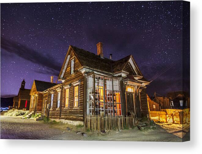 Bodie Canvas Print featuring the photograph Night at the Cain House by Cat Connor