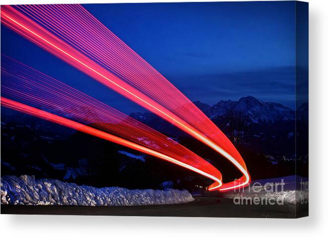 Abstract Canvas Print featuring the photograph Night Driving by JR Photography